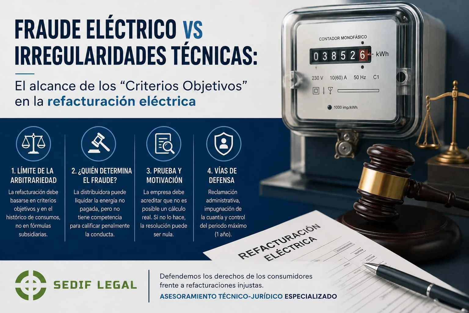 Abogados especialistas en fraudes eléctricos. El alcance de los "Criterios Objetivos" en la refacturación eléctrica.